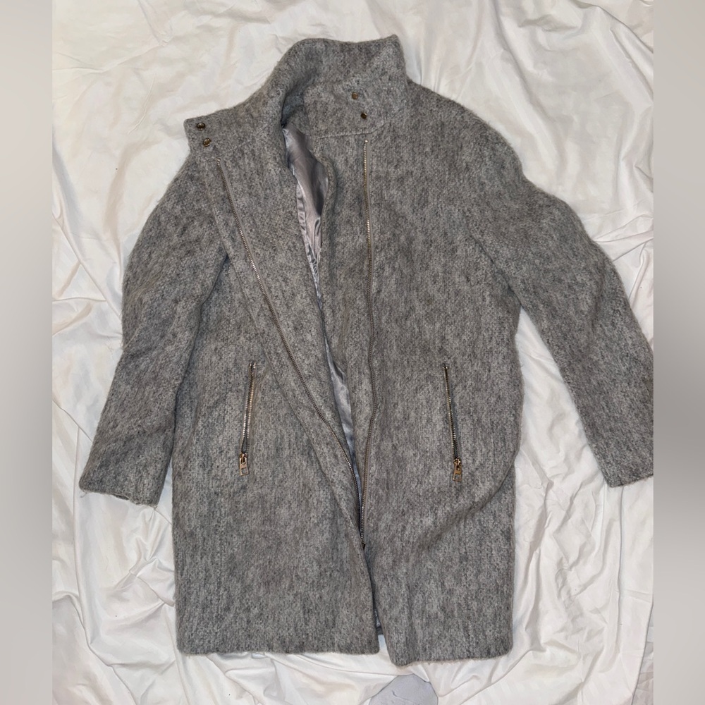 H&M Light Gray Wool Blend Coat - Picture 3 of 6